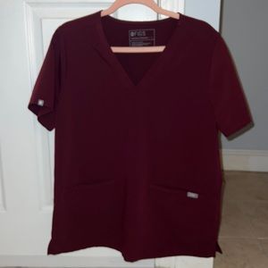 FIGS Burgundy Casma Scrub top- Large